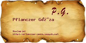 Pflanczer Géza névjegykártya